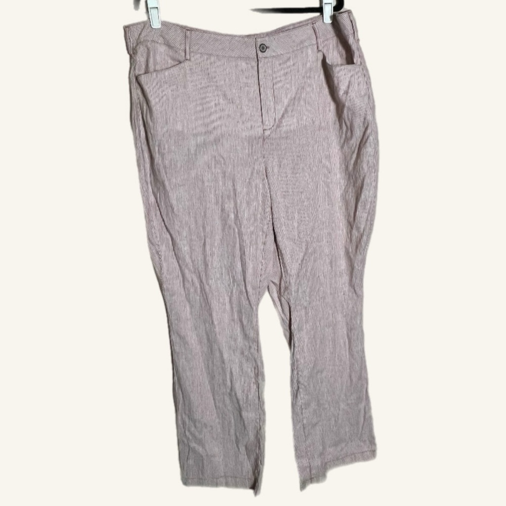 NYDJ Chino Relaxed Fit LiftxTuck Technology Stripped Tan White size 18W